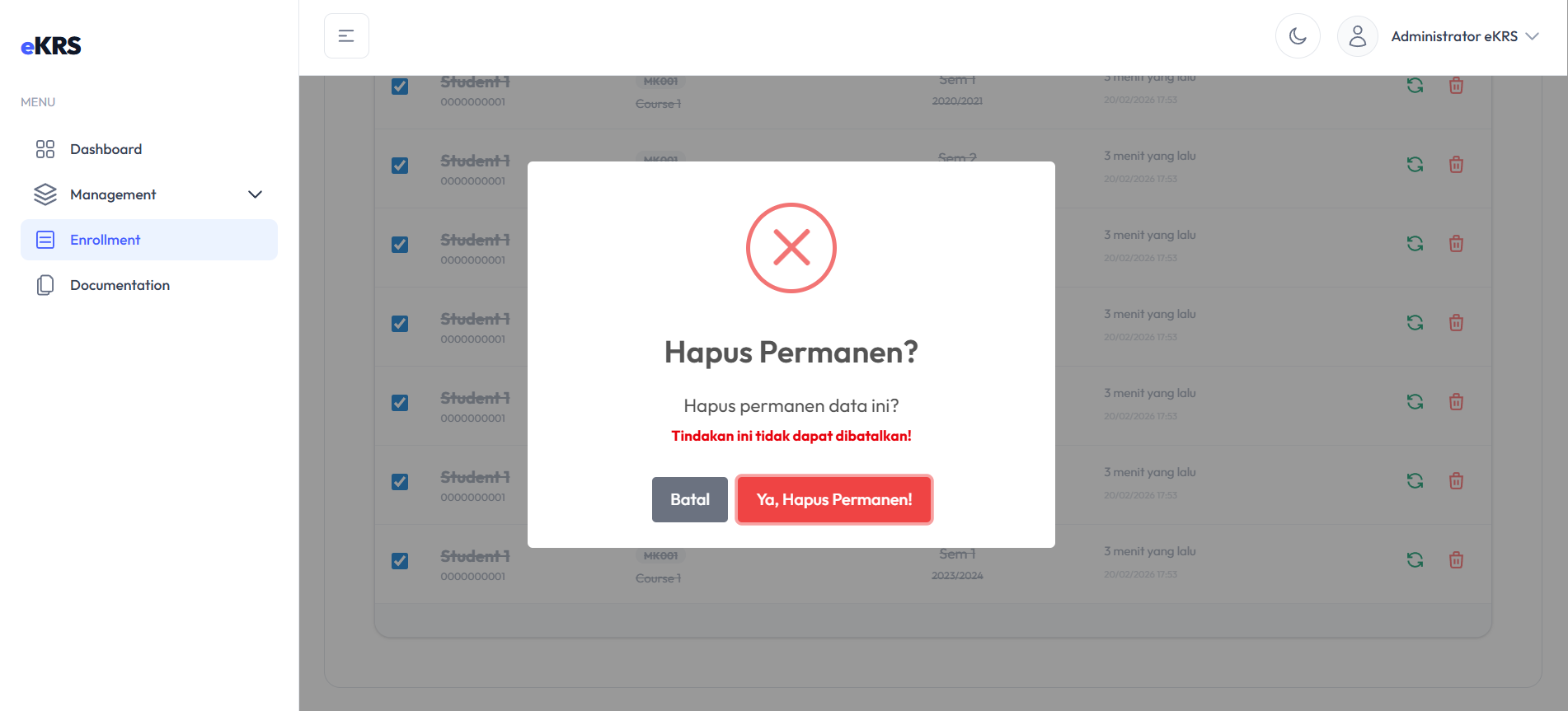 Konfirmasi Hapus Permanen