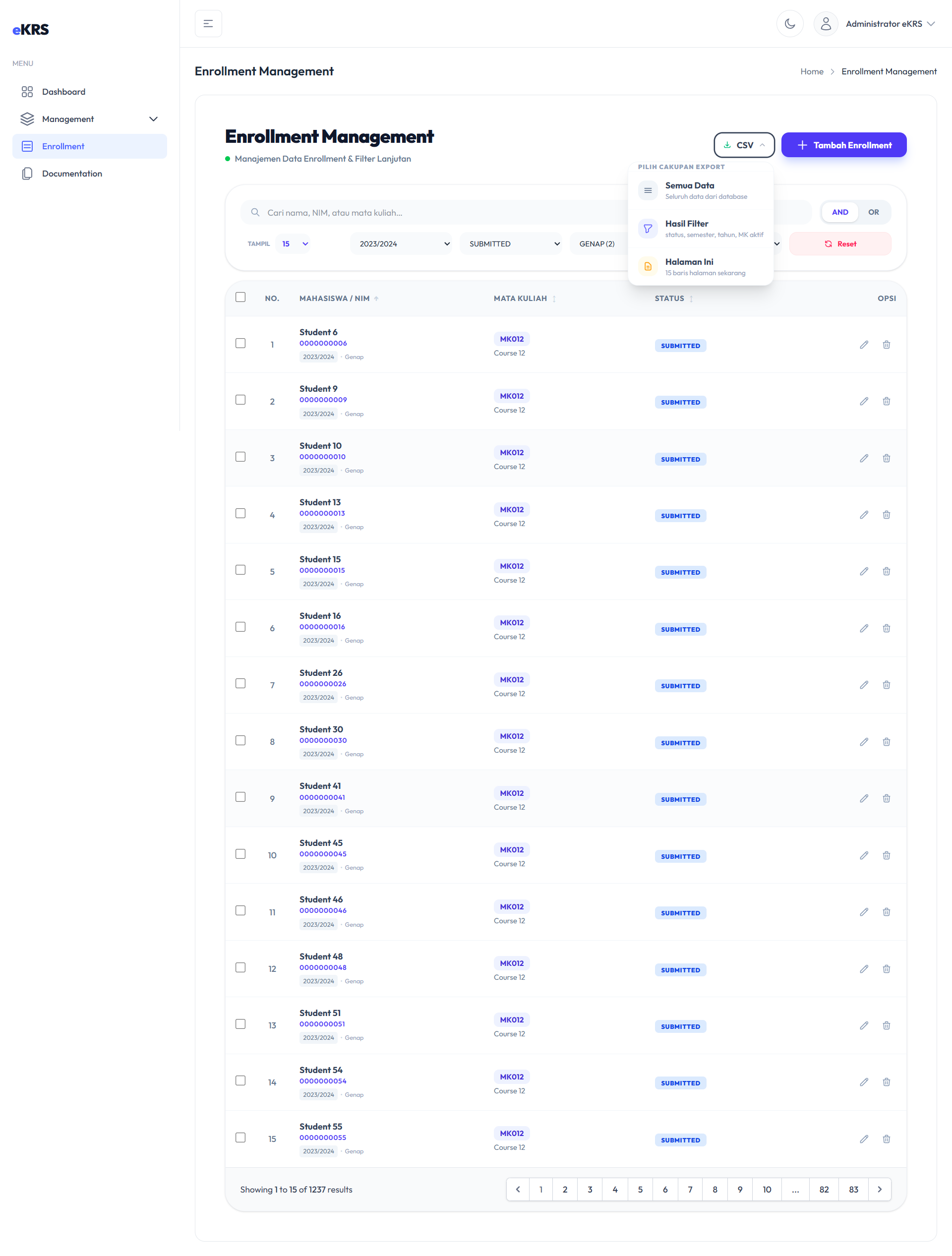 Export CSV (Filter)