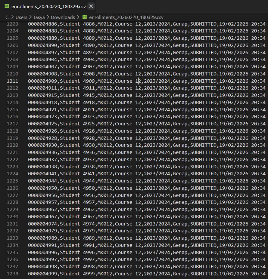 Hasil CSV (Filter)