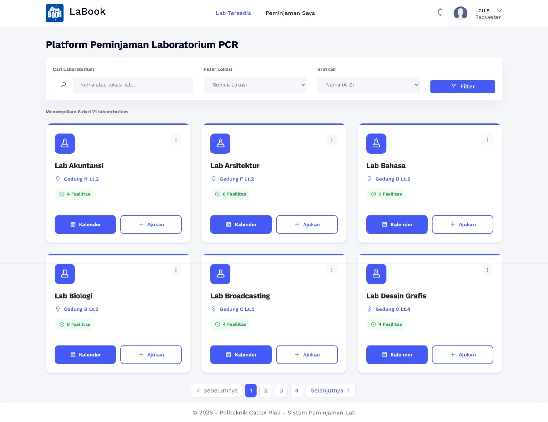 Lab Tersedia (Requester)